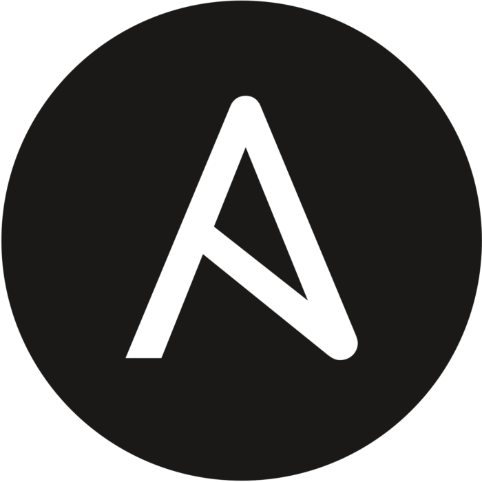 The Ansible logo, a stylised letter A - white on a black background