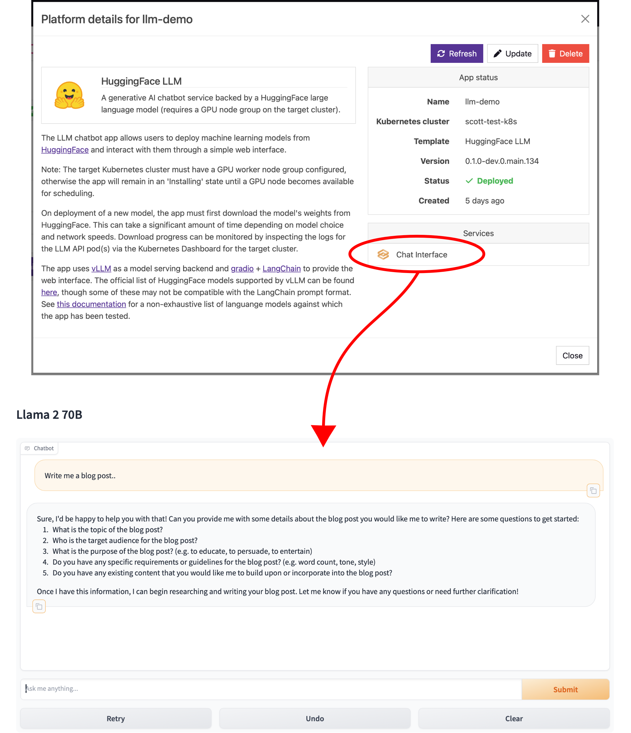 Azimuth LLM chat interface