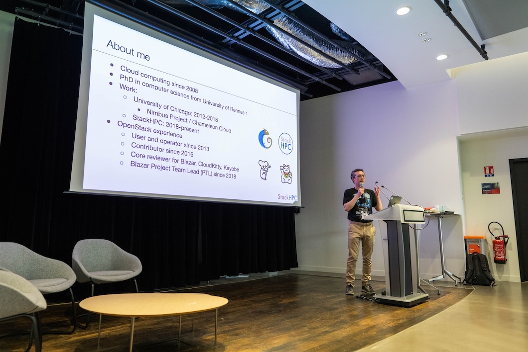 Pierre Riteau presenting our work on GPU reservations in Blazar
