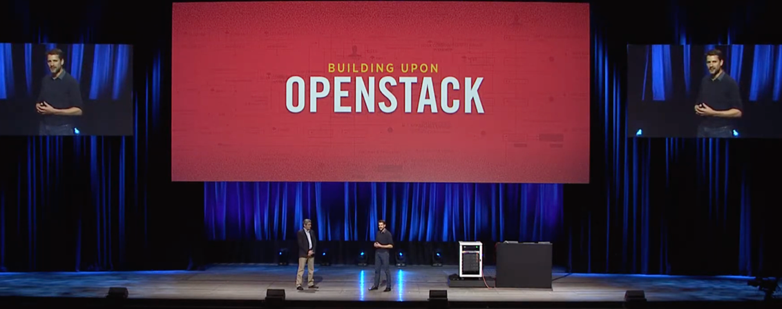 Stig delivering a keynote talk at the OpenStack Summit Barcelona 2016 with Paul Calleja from Cambridge University.