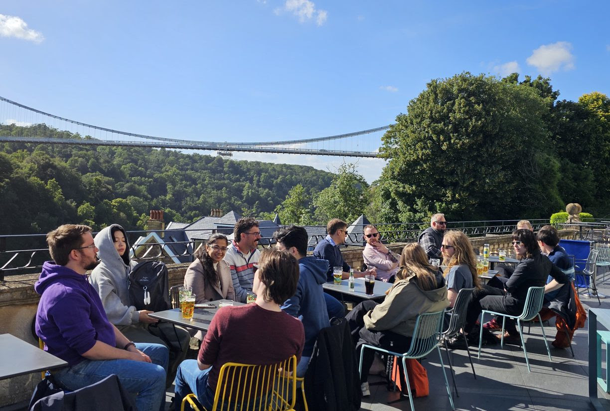 The team enjoying the sun in Bristol.
